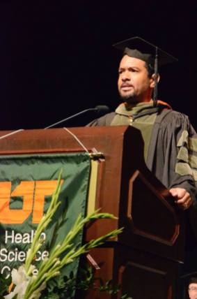 Dr. Carleton B. Maxwell, a 2006 graduate of the UTHSC College of Pharmacy, delivers the Class of 2016 Commencement Address.